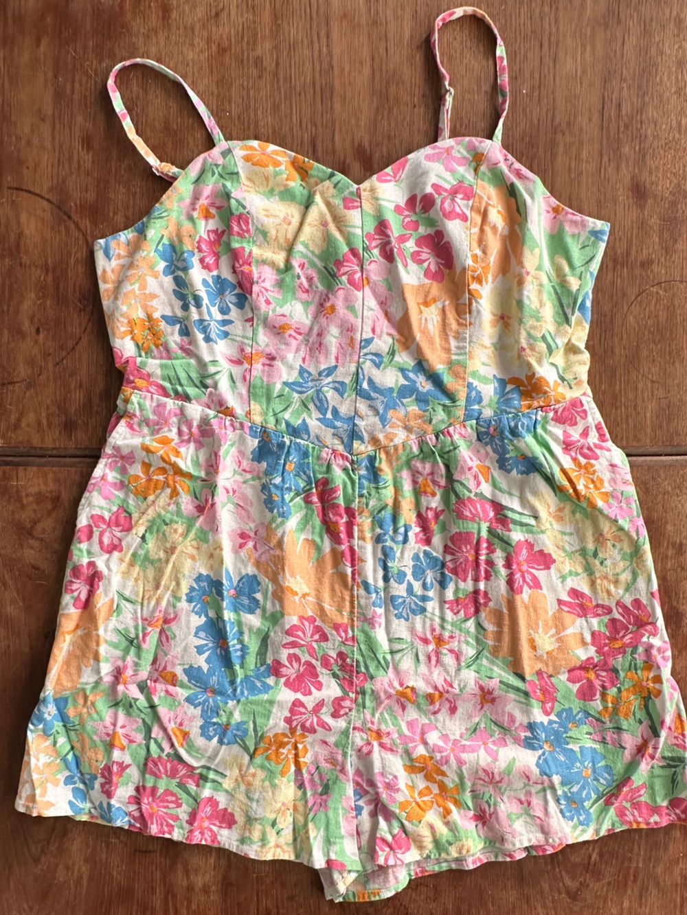 Floral linen-blend summer romper size XL